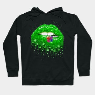 Green Lips Sexy Tie-Dye Irish Leopard Shamrock St Patricks Day Hoodie